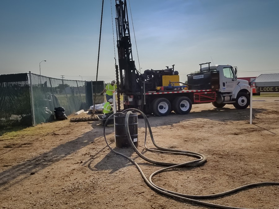 a drill rig injecting