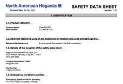 a screenshot of our safety data sheet