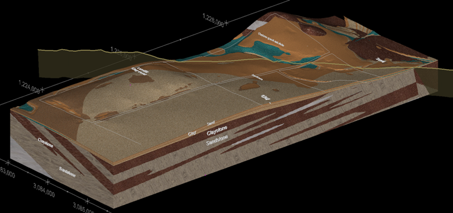 A 3D model of a target treatment zone