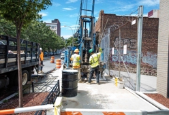 Drilling on a sidewalk in New York